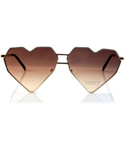 FBL Mega Size Metal Color Tinted Two Tone Gradient Lens Heart Sunglasses A177 Brownish Black $9.15 Designer