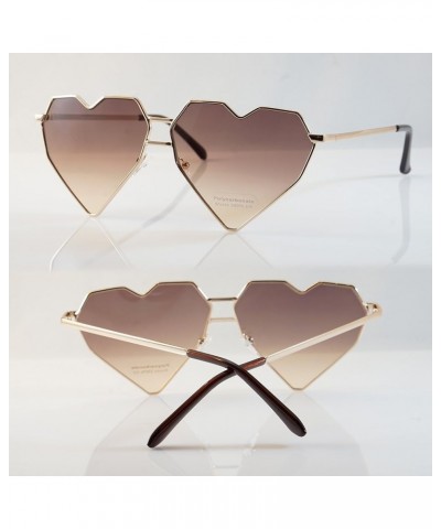 FBL Mega Size Metal Color Tinted Two Tone Gradient Lens Heart Sunglasses A177 Brownish Black $9.15 Designer