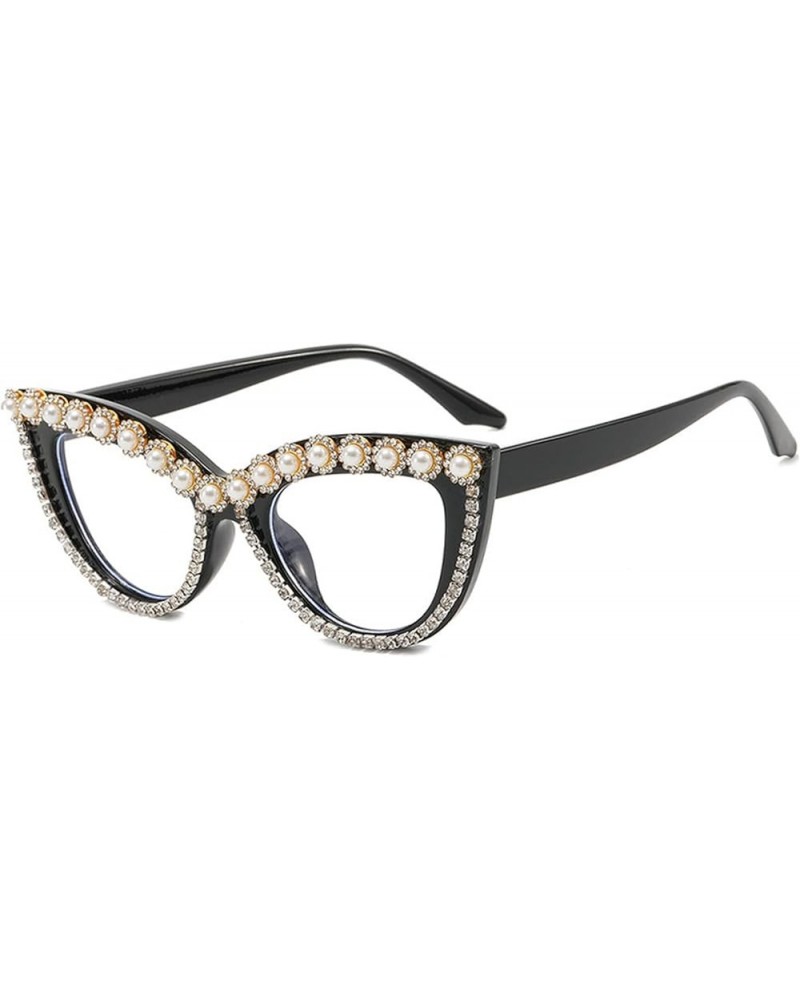 Clear Cat Eye Sunglasses Female Rhinestone Glasses Vintage Funky Crystal Eyewear Bling Diamond Sunglasses for Women and Girls...