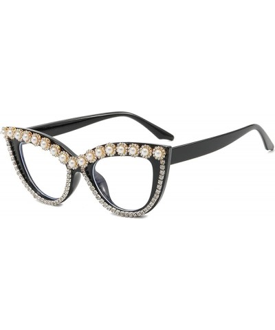 Clear Cat Eye Sunglasses Female Rhinestone Glasses Vintage Funky Crystal Eyewear Bling Diamond Sunglasses for Women and Girls...