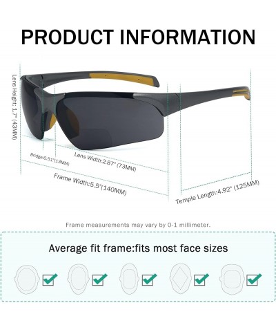 Bifocal Sunglasses Polarized Lenses Bifocals Readers Men Grey Frame +2.00 +1.50 Grey/Grey Lens $14.35 Rectangular