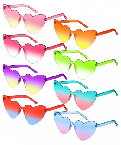 8 Pairs Heart Shaped Frameless Glasses Trendy Transparent Candy Color Eyewear for Party Favor 8pcs-color18 $10.19 Heart