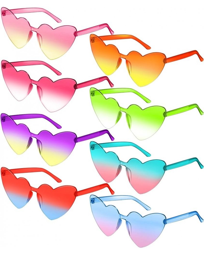 8 Pairs Heart Shaped Frameless Glasses Trendy Transparent Candy Color Eyewear for Party Favor 8pcs-color18 $10.19 Heart