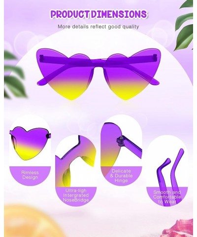 8 Pairs Heart Shaped Frameless Glasses Trendy Transparent Candy Color Eyewear for Party Favor 8pcs-color18 $10.19 Heart