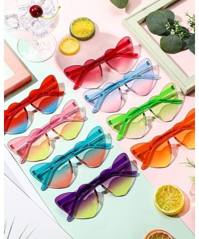 8 Pairs Heart Shaped Frameless Glasses Trendy Transparent Candy Color Eyewear for Party Favor 8pcs-color18 $10.19 Heart