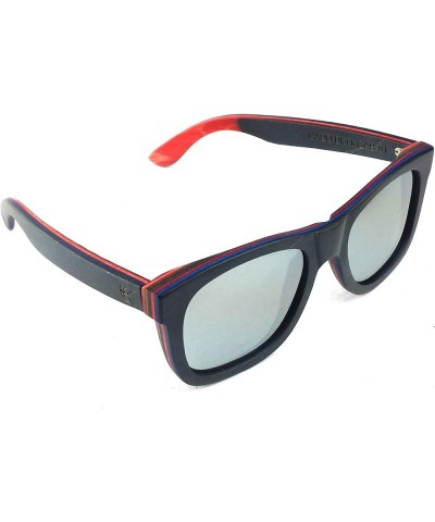 CABO Mirrored Polarized Skate Reclaimed Wood Sunglasses Black & Red $37.80 Rectangular