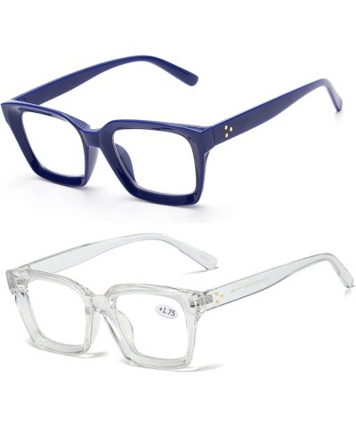 Retro Style Blue Light Blocking Reading Glasses Big Eyeglass Frames Large lens Computer Readers 2 Pack (Blue+clear) $20.44 Sq...