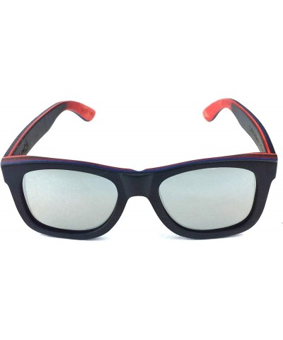 CABO Mirrored Polarized Skate Reclaimed Wood Sunglasses Black & Red $37.80 Rectangular