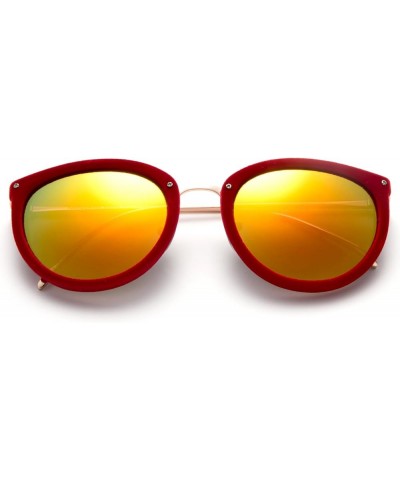 Newbee Fashion -"Miley" Unique Round Glasses with UV400 Flash Lenses Modern Fashion Sunglasses Red Flash Orange $8.15 Cat Eye