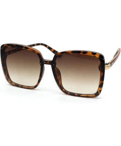 Womens Designer Fashion Rectangular Half Rim Sunglasses Tortoise Brown $10.77 Butterfly