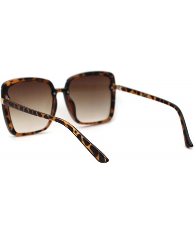 Womens Designer Fashion Rectangular Half Rim Sunglasses Tortoise Brown $10.77 Butterfly