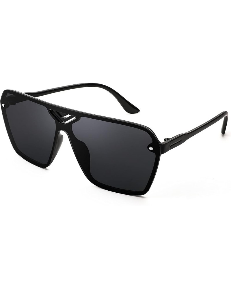 Square Flat Top Shield Sunglasses for Men Women One Piece Rimless Futuristic Shades Sunnies B9060 Black $16.47 Rimless