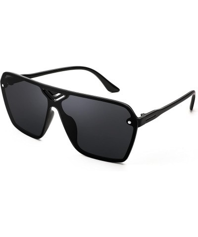 Square Flat Top Shield Sunglasses for Men Women One Piece Rimless Futuristic Shades Sunnies B9060 Black $16.47 Rimless