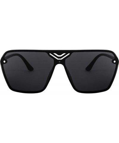 Square Flat Top Shield Sunglasses for Men Women One Piece Rimless Futuristic Shades Sunnies B9060 Black $16.47 Rimless