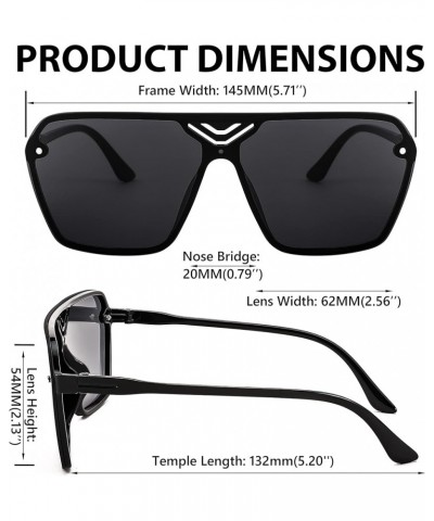 Square Flat Top Shield Sunglasses for Men Women One Piece Rimless Futuristic Shades Sunnies B9060 Black $16.47 Rimless