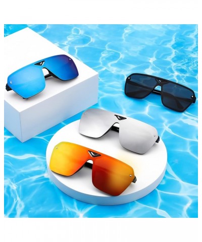 Square Flat Top Shield Sunglasses for Men Women One Piece Rimless Futuristic Shades Sunnies B9060 Black $16.47 Rimless