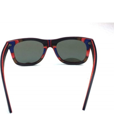 CABO Mirrored Polarized Skate Reclaimed Wood Sunglasses Black & Red $37.80 Rectangular