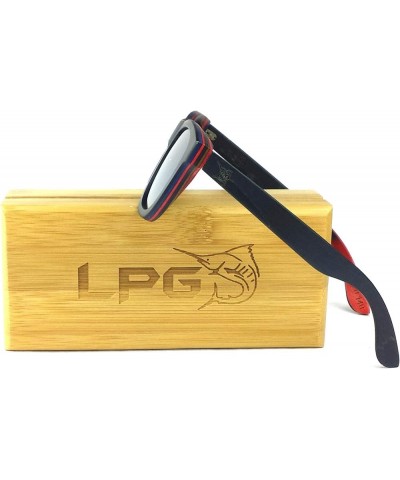 CABO Mirrored Polarized Skate Reclaimed Wood Sunglasses Black & Red $37.80 Rectangular