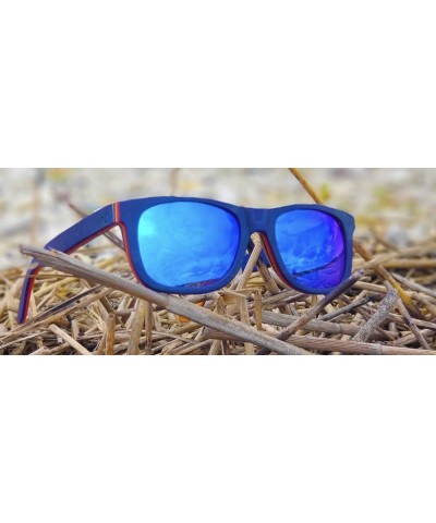 CABO Mirrored Polarized Skate Reclaimed Wood Sunglasses Black & Red $37.80 Rectangular