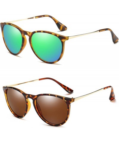 Round Polarized Sunglasses for Women Men Retro Womens Sunglasses Uv Protection Green,brown $7.44 Round