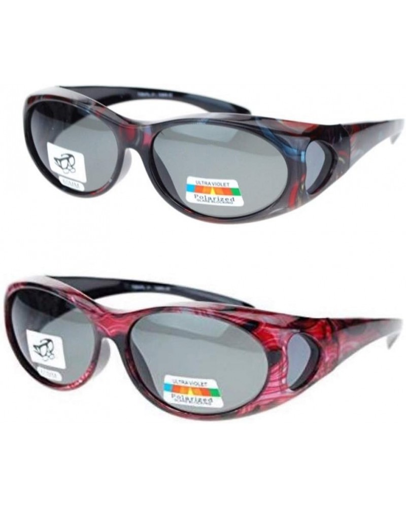 Polarized Sunglasses Fit Over Cover Over Reading Glasses for Small Glasses Oval Frame Light Red/Red Black $9.71 Goggle