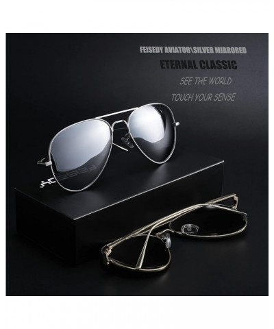 Polarized Aviator Sunglasses for Men Women Mirrored Lenses Metal Classic B2610 002 Silver Frame Silver Mirrored Lens $7.79 Av...