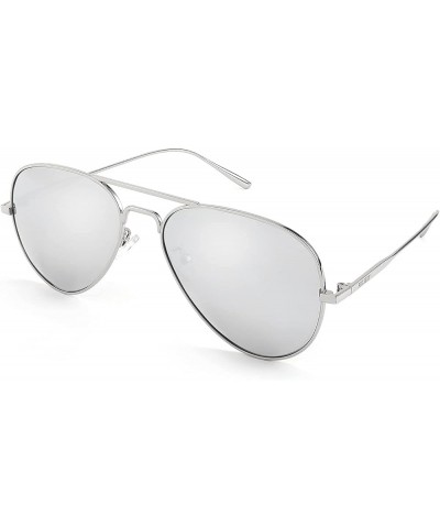 Polarized Aviator Sunglasses for Men Women Mirrored Lenses Metal Classic B2610 002 Silver Frame Silver Mirrored Lens $7.79 Av...