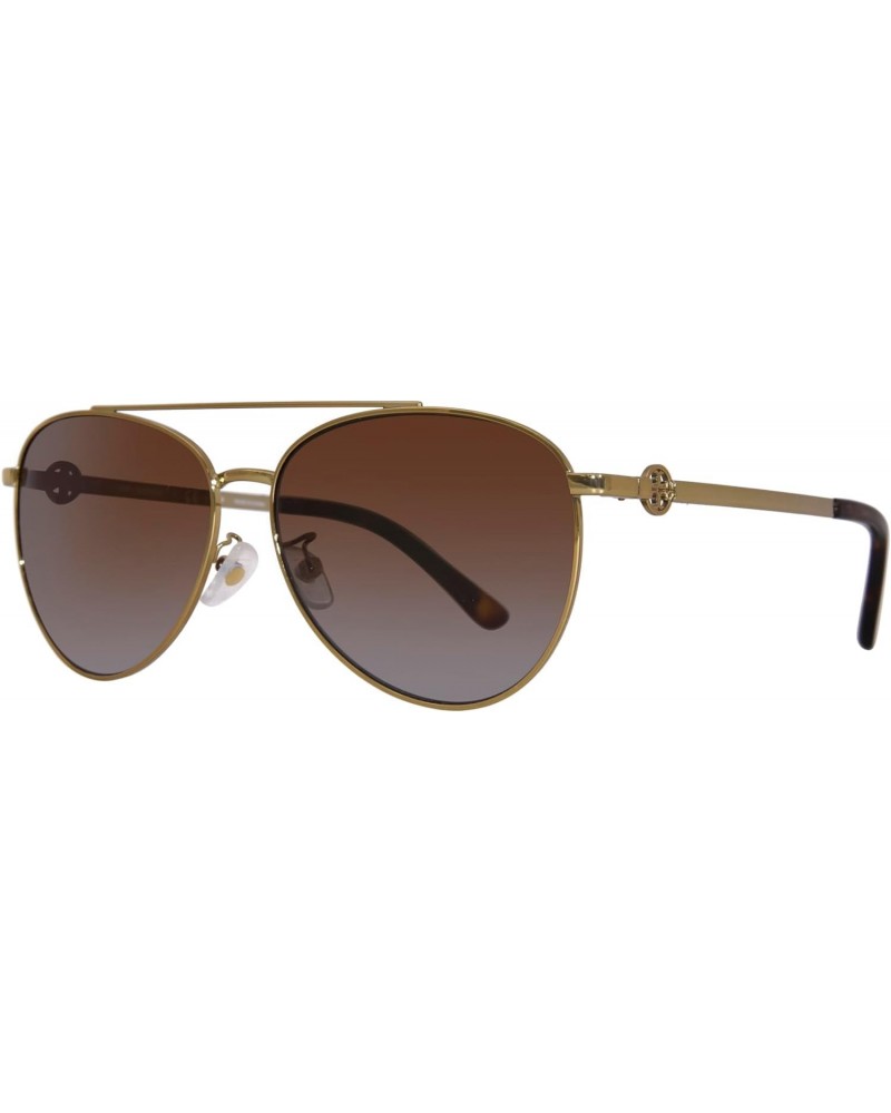 TY6074 Women's Sunglasses Shiny Gold Metal/Vintage Brown Gradient Polariz 58 $88.15 Pilot