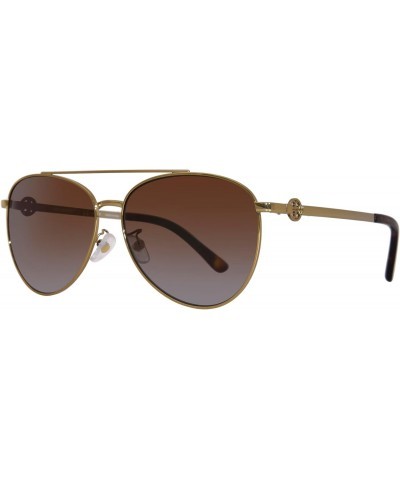 TY6074 Women's Sunglasses Shiny Gold Metal/Vintage Brown Gradient Polariz 58 $88.15 Pilot