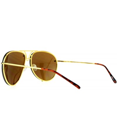 Oversized Round Aviator Sunglasses Metal Rims Behind Lens Spring Hinge Gold (Brown) $9.15 Round