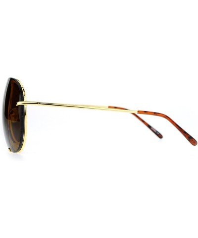 Oversized Round Aviator Sunglasses Metal Rims Behind Lens Spring Hinge Gold (Brown) $9.15 Round