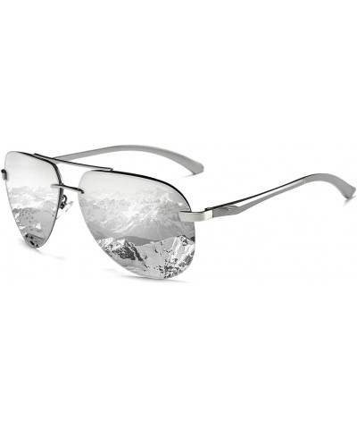 Polarized Aviator Sunglasses for Men and Women UV 400 Protection 63 MM Rimless Mirrored Lens for Fishing Driving Sliver $13.9...