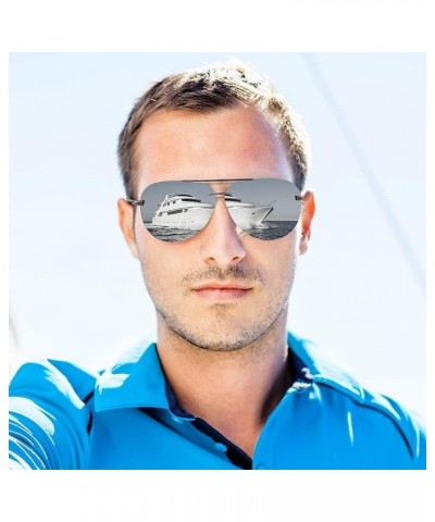 Polarized Aviator Sunglasses for Men and Women UV 400 Protection 63 MM Rimless Mirrored Lens for Fishing Driving Sliver $13.9...