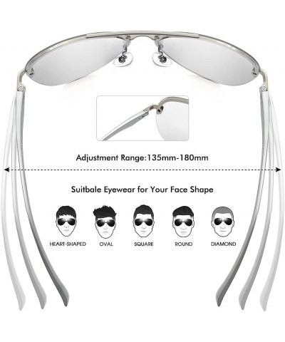 Polarized Aviator Sunglasses for Men and Women UV 400 Protection 63 MM Rimless Mirrored Lens for Fishing Driving Sliver $13.9...