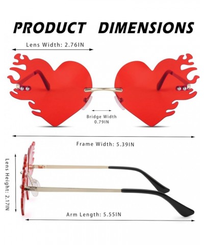 Halloween Heart Flame Sunglasses for Women Men Metal Frameless Sun Glasses Vintage Rimless Irregular Party Shades (Heart Flam...