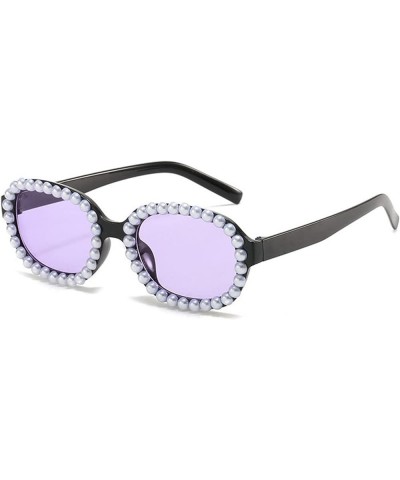 Pearl Rectangular Candy colors Sunglasses Diamond Narrow Square Rhinestone Party Sun Glasses Purple $17.85 Rectangular