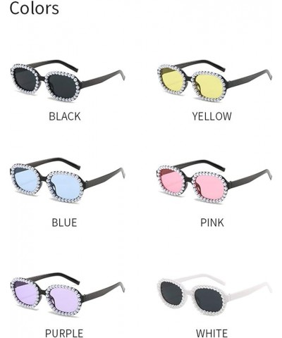 Pearl Rectangular Candy colors Sunglasses Diamond Narrow Square Rhinestone Party Sun Glasses Purple $17.85 Rectangular