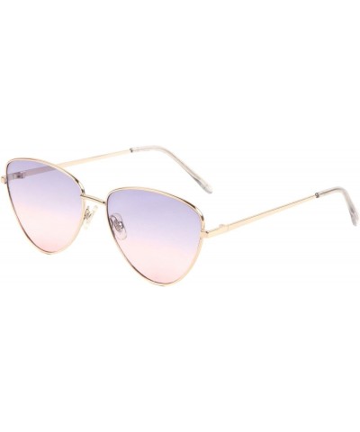 Round Cat Eye Thin Metal Frame Oceanic Color Sunglasses Blue Pink Gold $11.54 Cat Eye