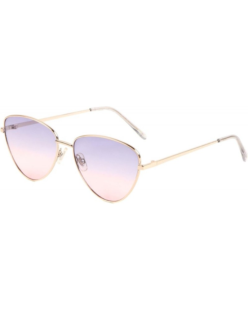 Round Cat Eye Thin Metal Frame Oceanic Color Sunglasses Blue Pink Gold $11.54 Cat Eye