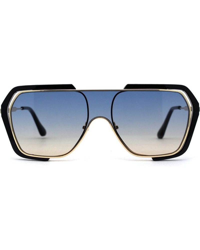 Luxury Fashion Triple Frame Racer Shield Sunglasses Black Gold Blue Brown $8.78 Shield