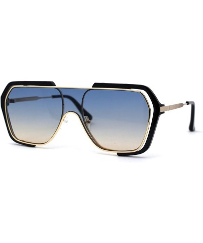 Luxury Fashion Triple Frame Racer Shield Sunglasses Black Gold Blue Brown $8.78 Shield