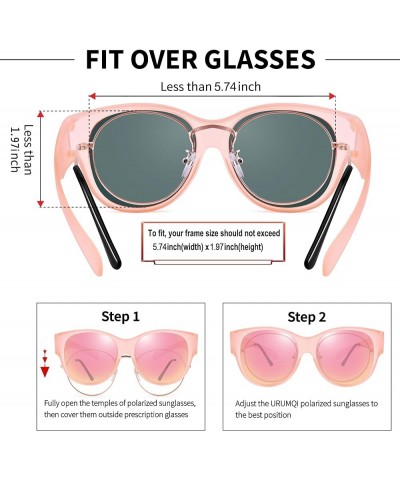 Sunglasses Fit Over Glasses for Women, Trendy Round Cat Eye Sun Glasses Polarized UV400 Protection Lens Large Shades A26 Matt...