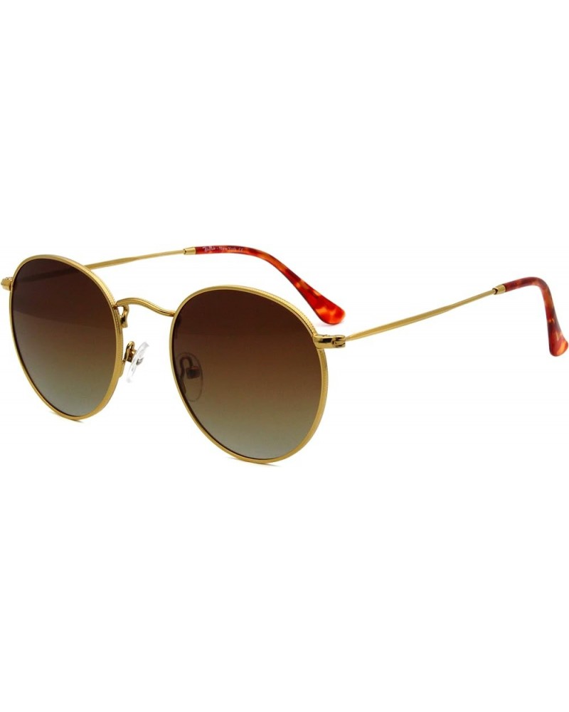 Small Round Polarized/Glass Sunglasses for Women Men Classic Vintage Retro Shades UV400 Gold Frame + Polarized Lens Brown $15...