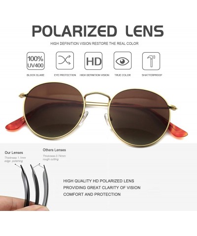 Small Round Polarized/Glass Sunglasses for Women Men Classic Vintage Retro Shades UV400 Gold Frame + Polarized Lens Brown $15...