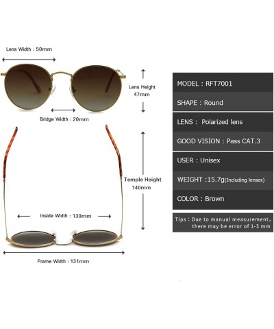 Small Round Polarized/Glass Sunglasses for Women Men Classic Vintage Retro Shades UV400 Gold Frame + Polarized Lens Brown $15...