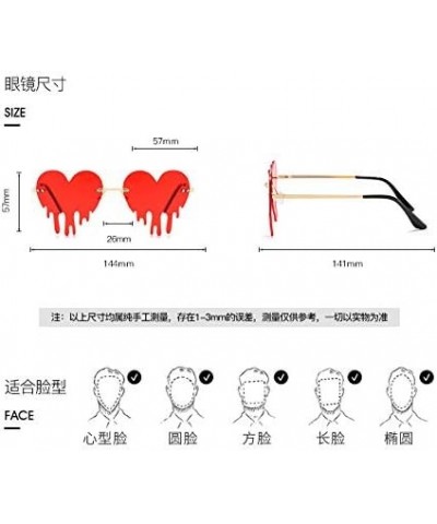 Dripping Heart Sunglasses Men/Women Rimless Melting heart shaped Colorful Party Glasses Yellow $7.94 Heart