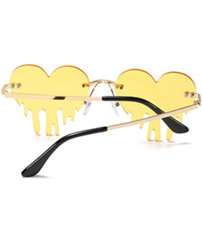 Dripping Heart Sunglasses Men/Women Rimless Melting heart shaped Colorful Party Glasses Yellow $7.94 Heart