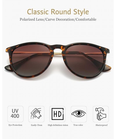 Polarized Vintage Round Sunglasses for Women Men Classic Retro Designer Style Brown $8.32 Round