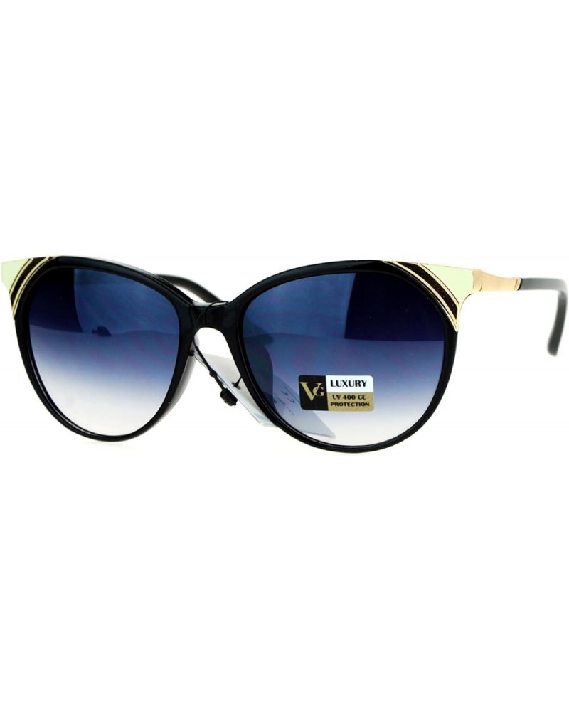 VG Occhiali Womens Sunglasses Chic Designer Round Cateye Accent Shades Black Ivory $7.48 Cat Eye