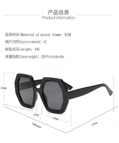 Stylish Polygonal Large Frame Sunglasses Diamond Stickers UV Resistant Sunglasses for Men and Women (Tea Frame Grey Tea Flake...